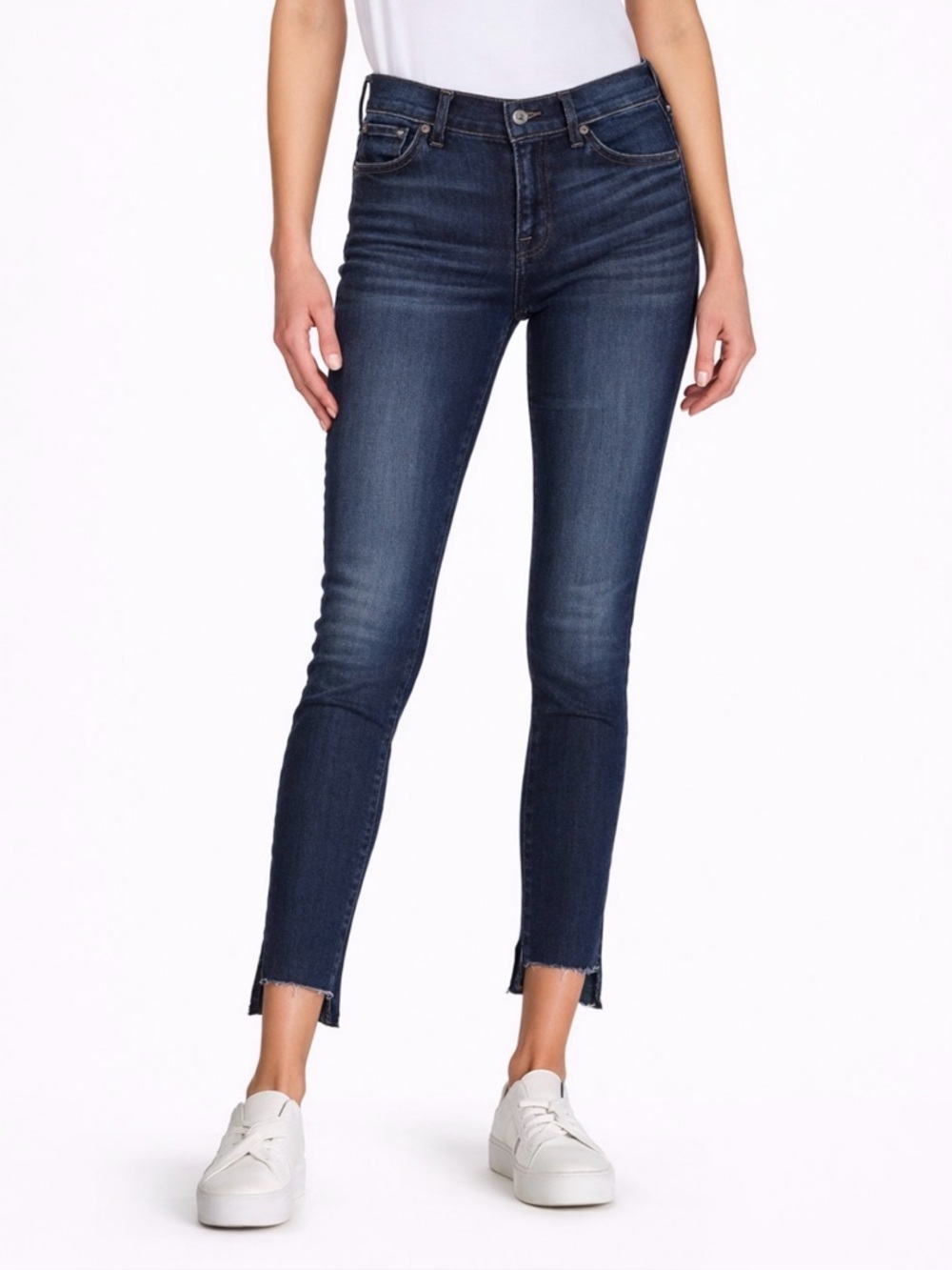 7 For All Mankind Dark Wash Ankle Crop Skinny Jeans
